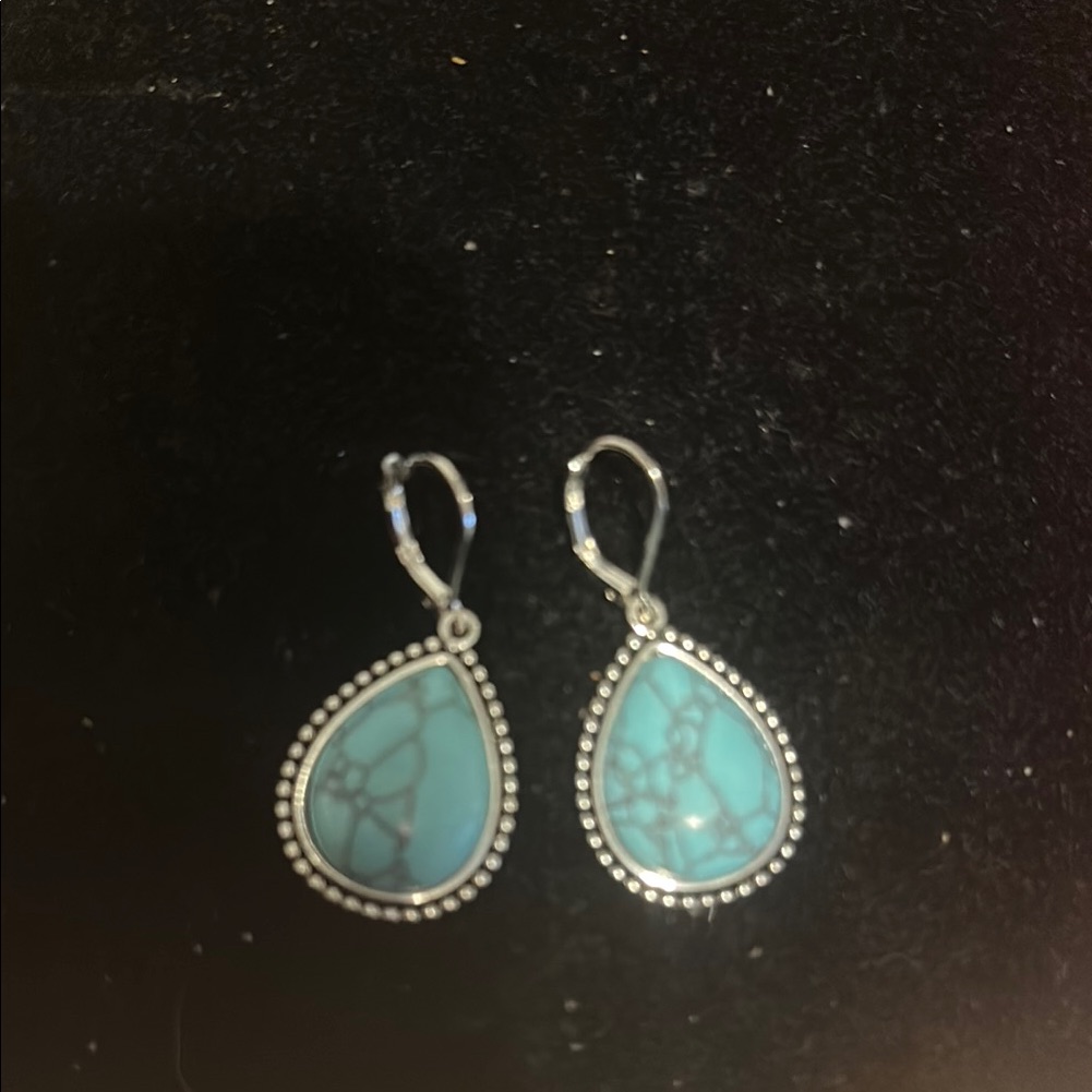 Piper Turquoise And Silver Teardrop Earrings 33$